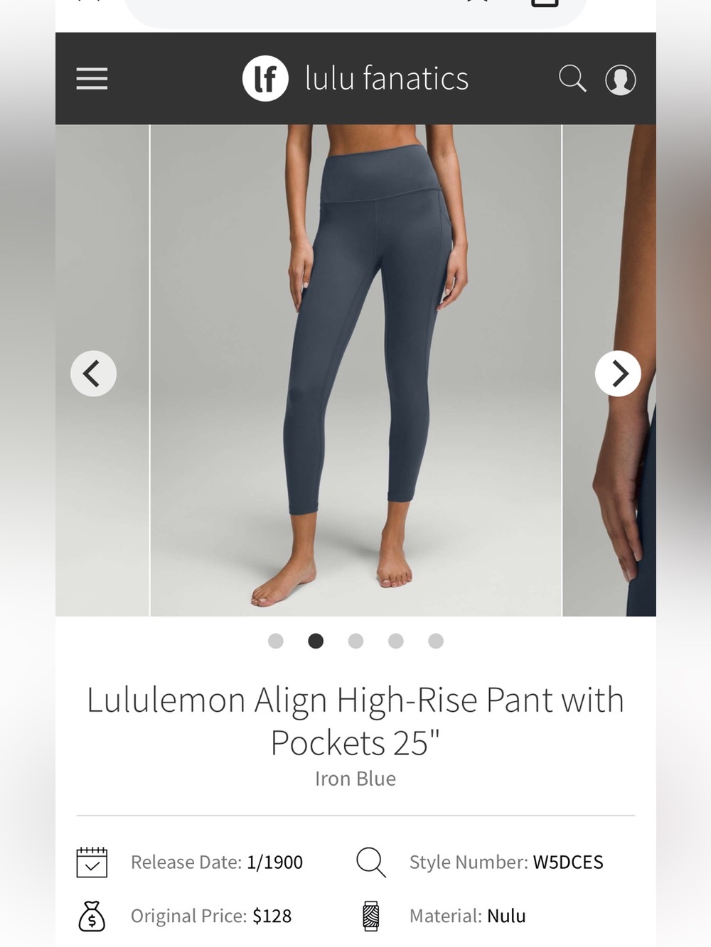 Lululemon Align High-Rise Leggings with Pockets 25” in Iron Blue
